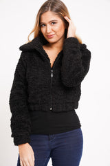 FUR ZIP FRONT BOMBER JACKET