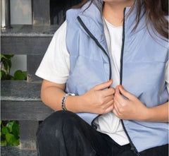 SLEEVELESS ZIP UP CROP VEST PUFFER JACKET