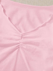 RUCHED LETTUCE-EDGE CROPPED TEE BABY PINK