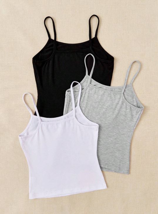 3PCS SOLID CAMI TOP