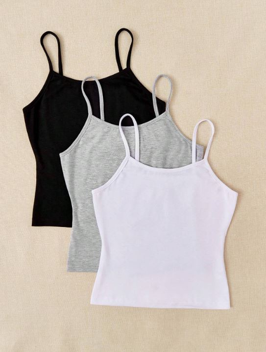 3PCS SOLID CAMI TOP