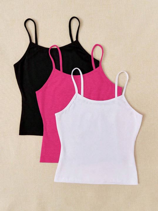 3PCS SOLID CAMI TOP