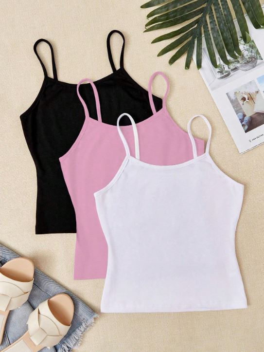 3PCS SOLID CAMI TOP