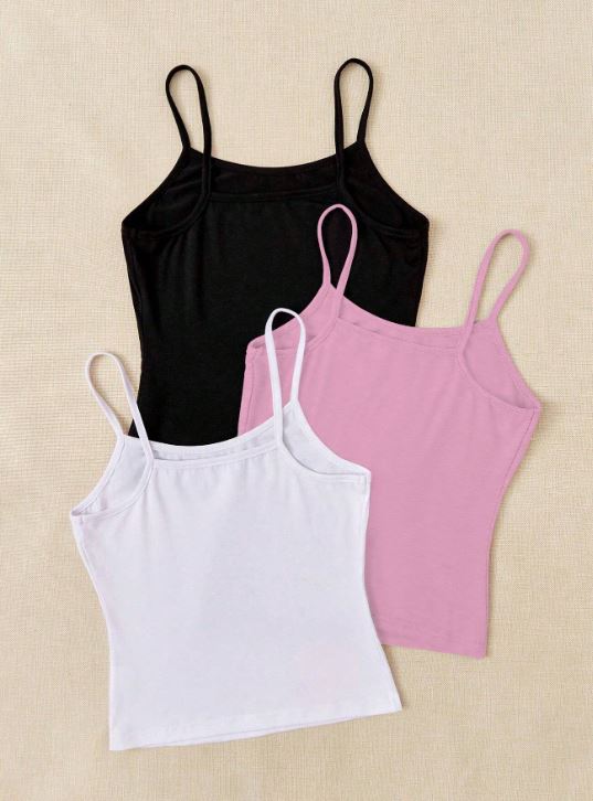 3PCS SOLID CAMI TOP