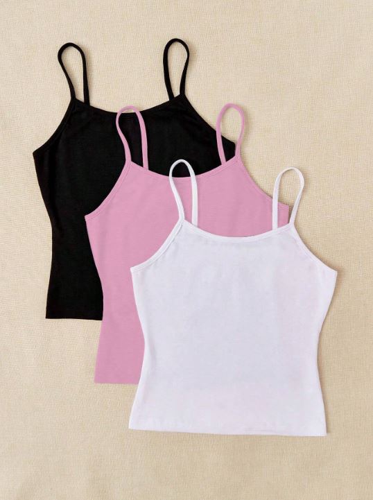 3PCS SOLID CAMI TOP