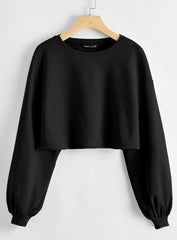 SOLID DROP SHOULDER RIB-KNIT CROP TOP