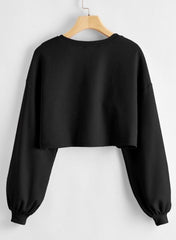 SOLID DROP SHOULDER RIB-KNIT CROP TOP
