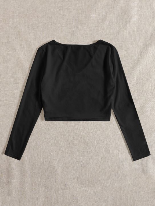 SOLID V NECK CROP TEE