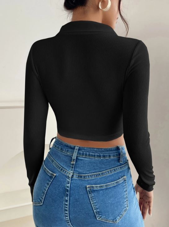 SOLID RIB-KNIT CROP TEE