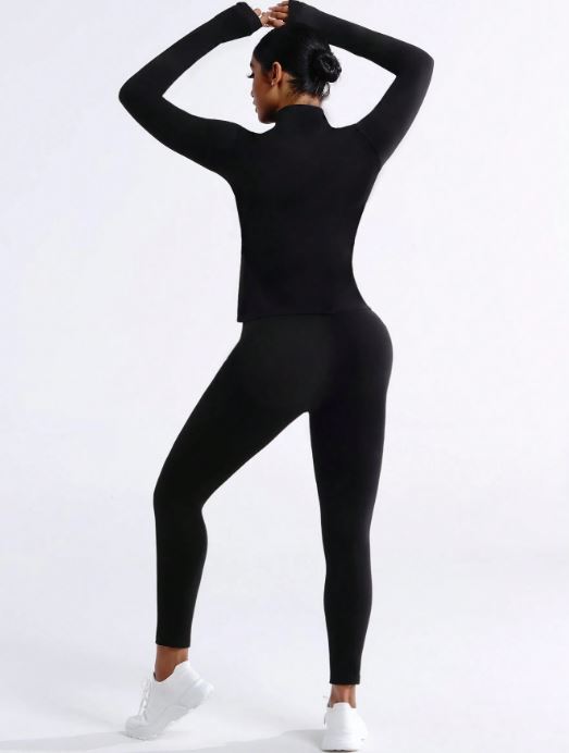 Women's Zipper Half-Zip Slim Fit Sports Set