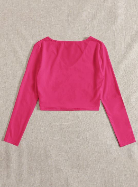 SOLID V NECK CROP TEE