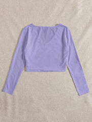 SOLID V NECK CROP TEE