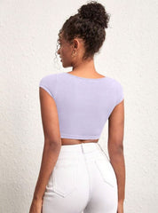 NOTCHED NECK CROP TEE
