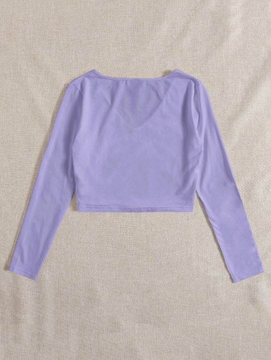 SOLID V NECK CROP TEE
