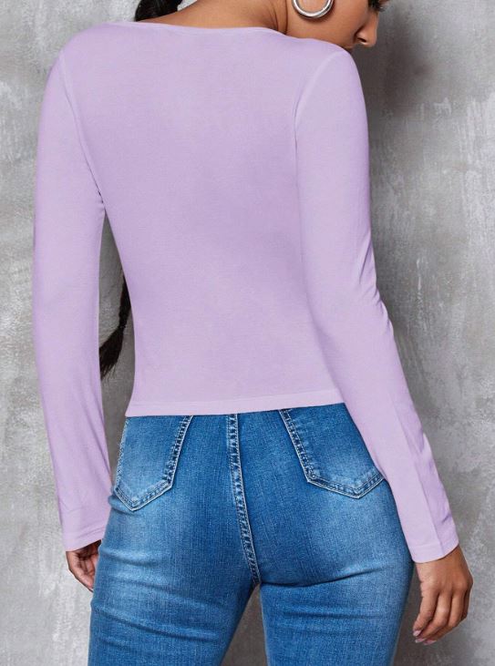 V NECK FORM FITTED SOLID TEE
