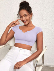 NOTCHED NECK CROP TEE