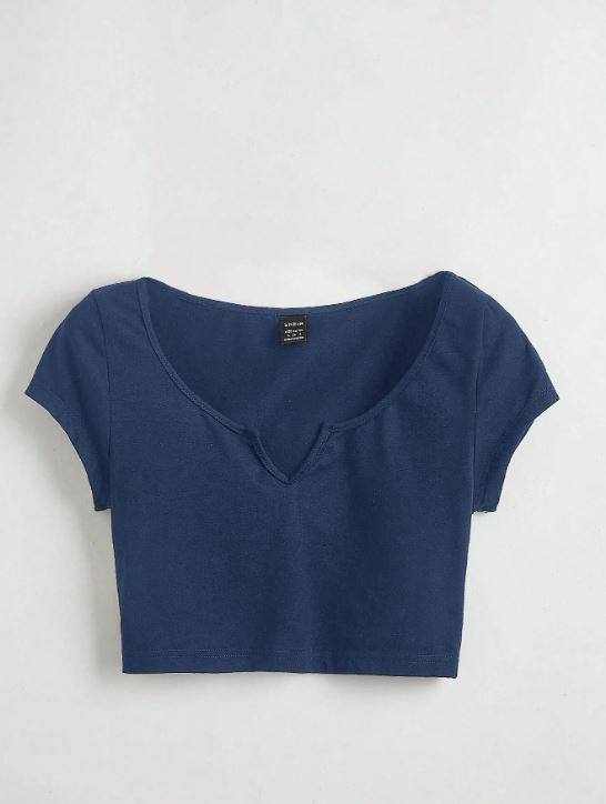 NOTCHED NECK CROP TEE