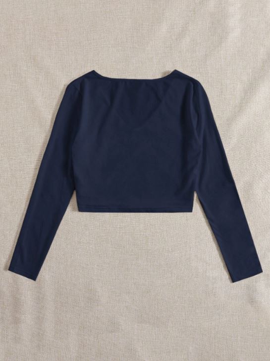 SOLID V NECK CROP TEE