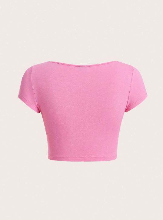 NOTCHED NECK CROP TEE