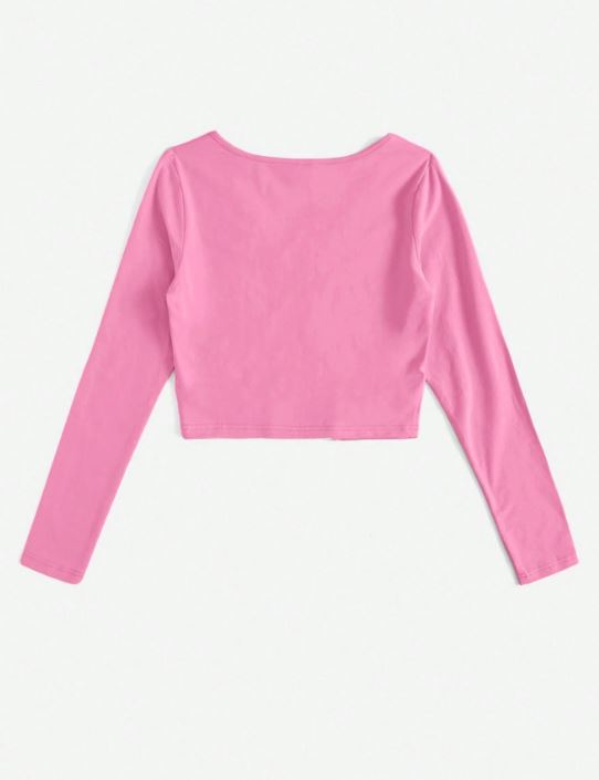 SOLID V NECK CROP TEE