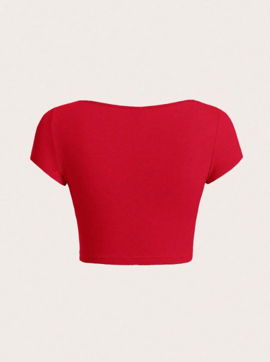 NOTCHED NECK CROP TEE