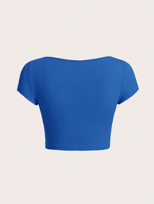 NOTCHED NECK CROP TEE