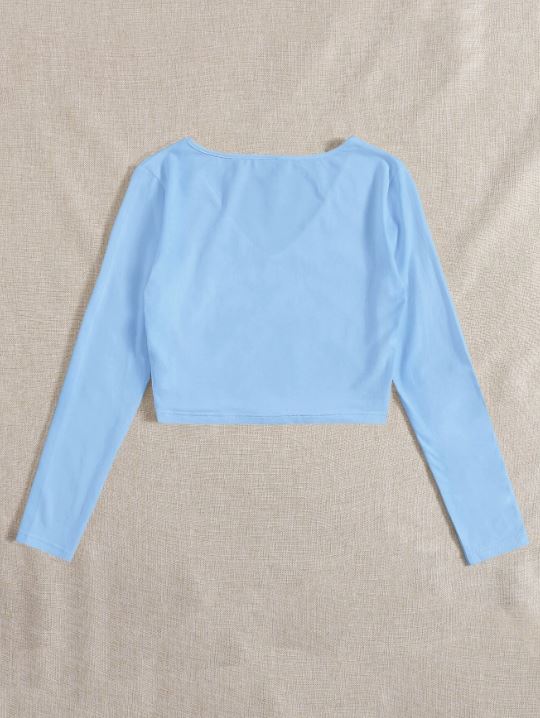 SOLID V NECK CROP TEE