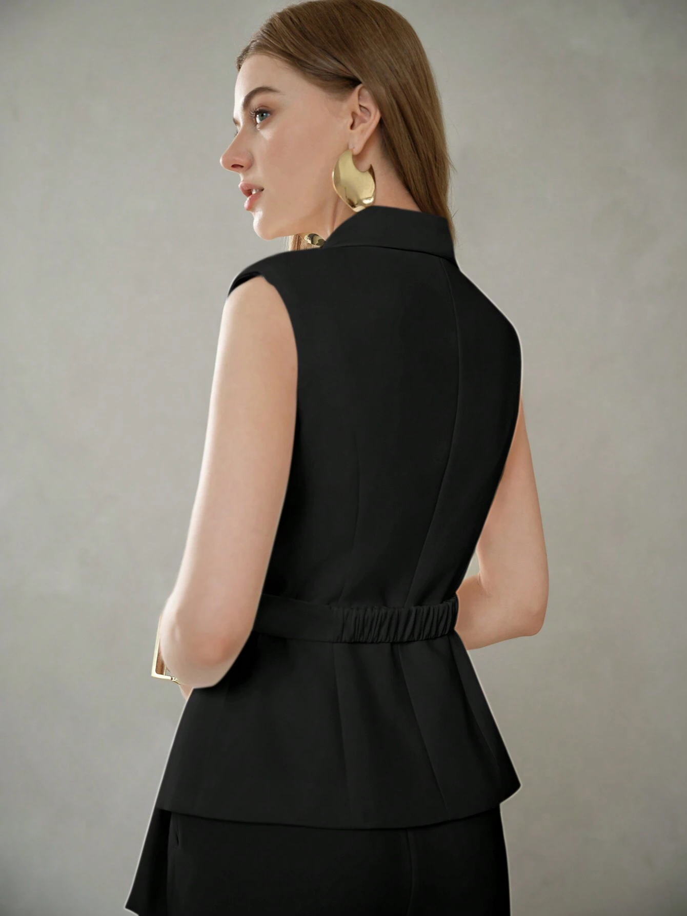 Women ASYMMETRICAL HEM PEAK LAPEL WAISTCOAT SUIT
