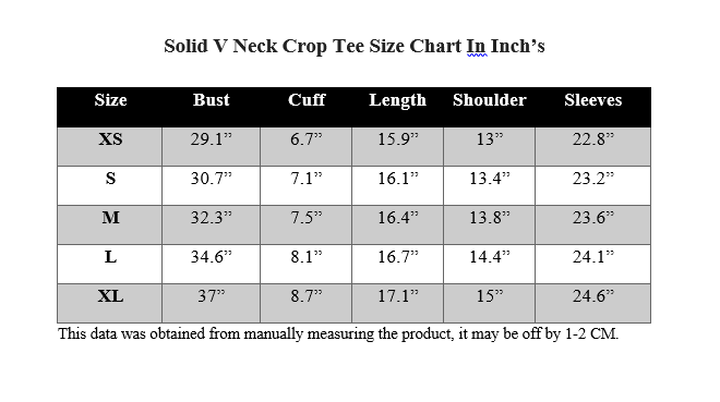 SOLID V NECK CROP TEE