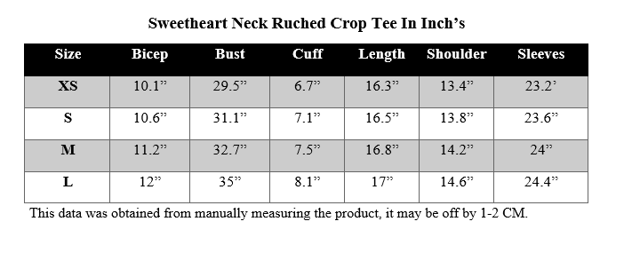 SWEETHEART NECK RUCHED CROP TEE