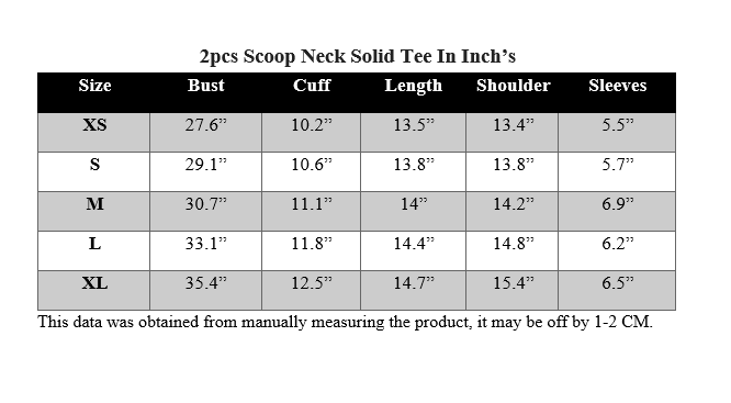 2PCS SCOOP NECK SOLID TEE