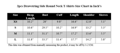 BLACK AND WHITE 2PCS DRAWSTRING SIDE ROUND NECK T-SHIRTS