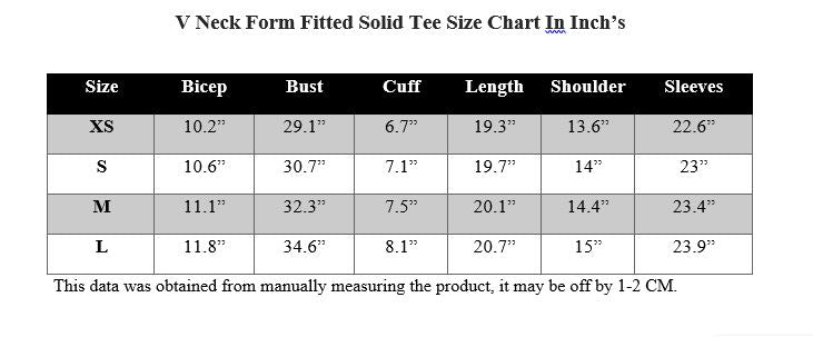 V NECK FORM FITTED SOLID TEE
