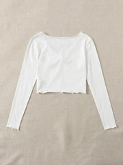 RUCHED LETTUCE-EDGE CROPPED WHITE