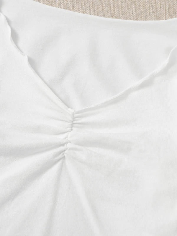 RUCHED LETTUCE-EDGE CROPPED WHITE