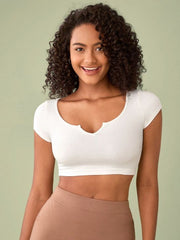 NOTCHED NECK CROP TEE
