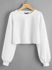 SOLID DROP SHOULDER RIB-KNIT CROP TOP