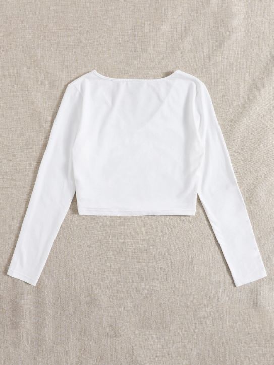 SOLID V NECK CROP TEE