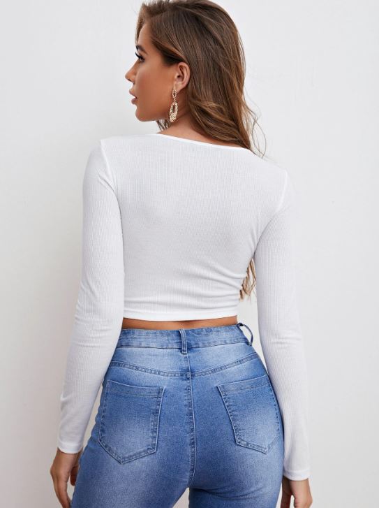 DRAWSTRING RUCHED FRONT CROP TOP
