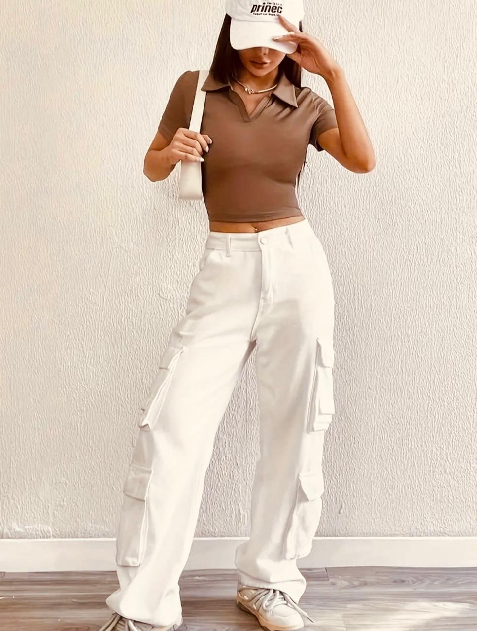 SOLID RIBBED KNIT CROP TEE