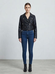 NOIR CROPPED BIKER JACKET