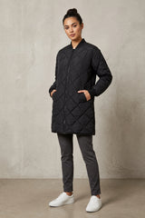NOIR LONGLINE QUILTED BOMBER JACKET
