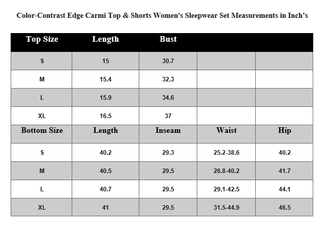 COLOR-CONTRAST EDGE CAMI TOP & SHORTS WOMEN'S SLEEPWEAR SET