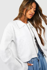 ZIP THROUGH COLLARED JACKET