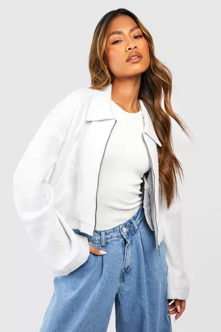 ZIP THROUGH COLLARED JACKET