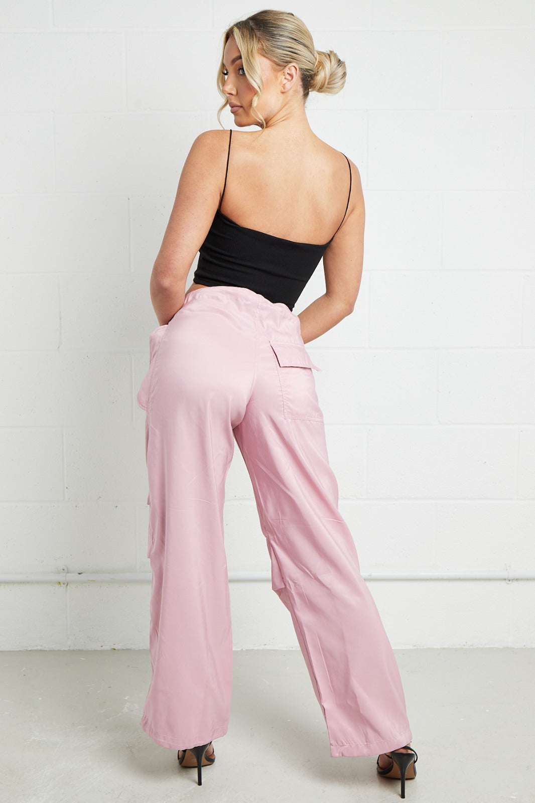 CARGO BAGGY TECH PANT TROUSER-BABY PINK