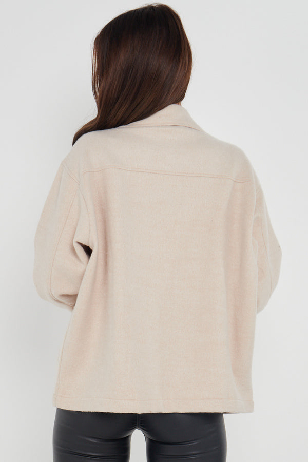 OVERSIZED PLAIN SHACKET- BEIGE