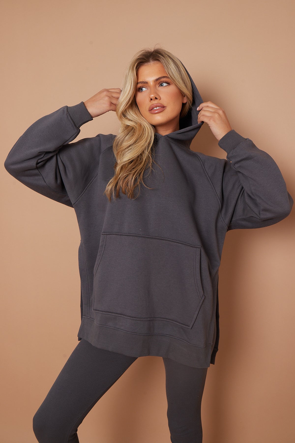 OVERSIZED SPLIT SIDES HOODIE AND LEGGINGS SUIT