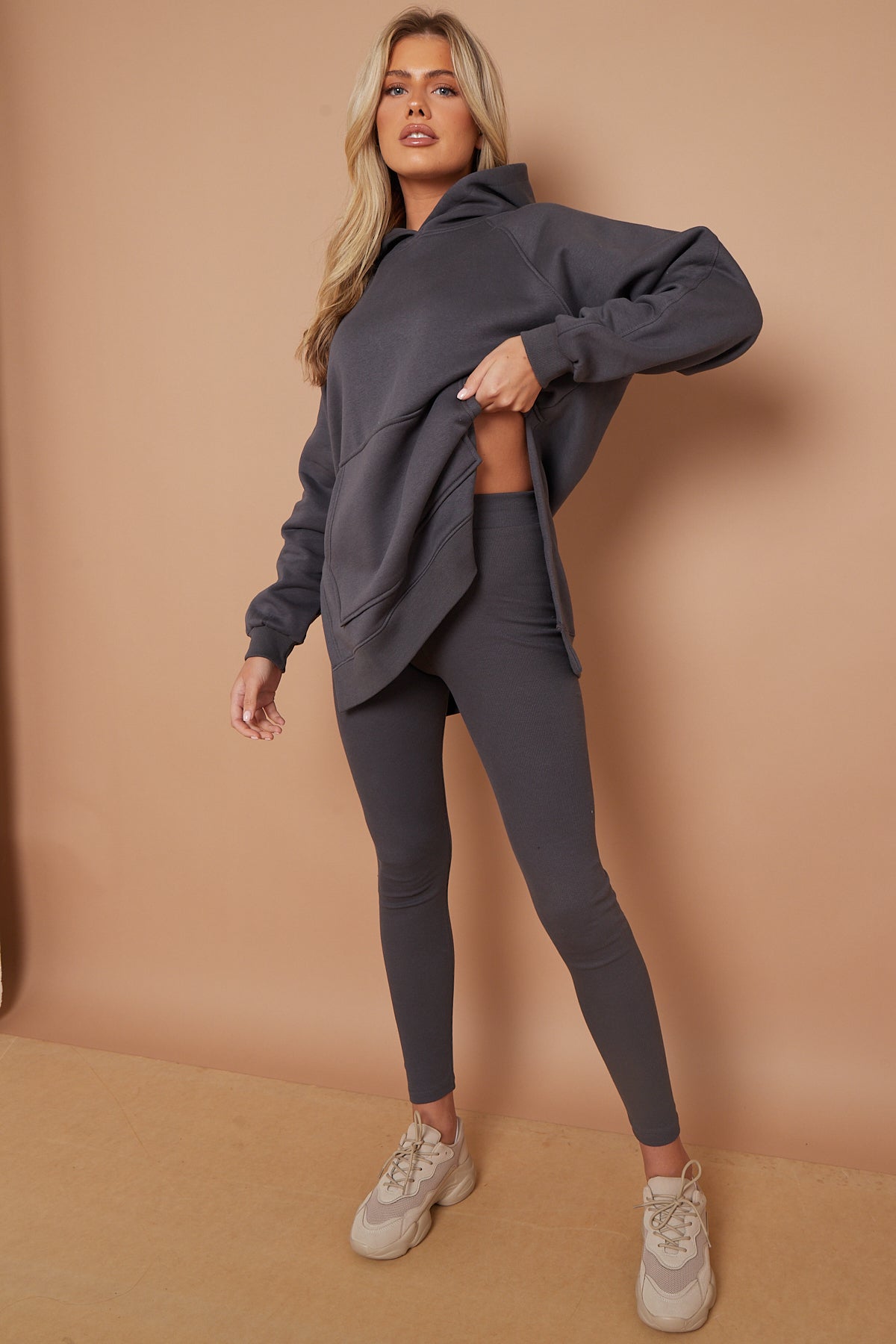 OVERSIZED SPLIT SIDES HOODIE AND LEGGINGS SUIT