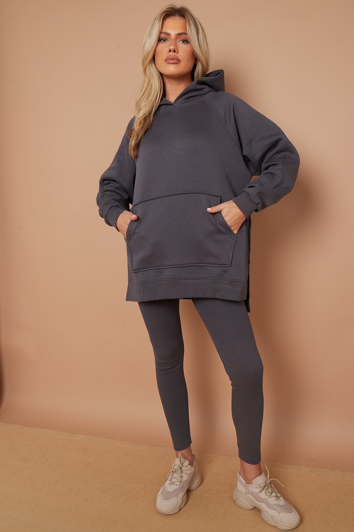 OVERSIZED SPLIT SIDES HOODIE AND LEGGINGS SUIT
